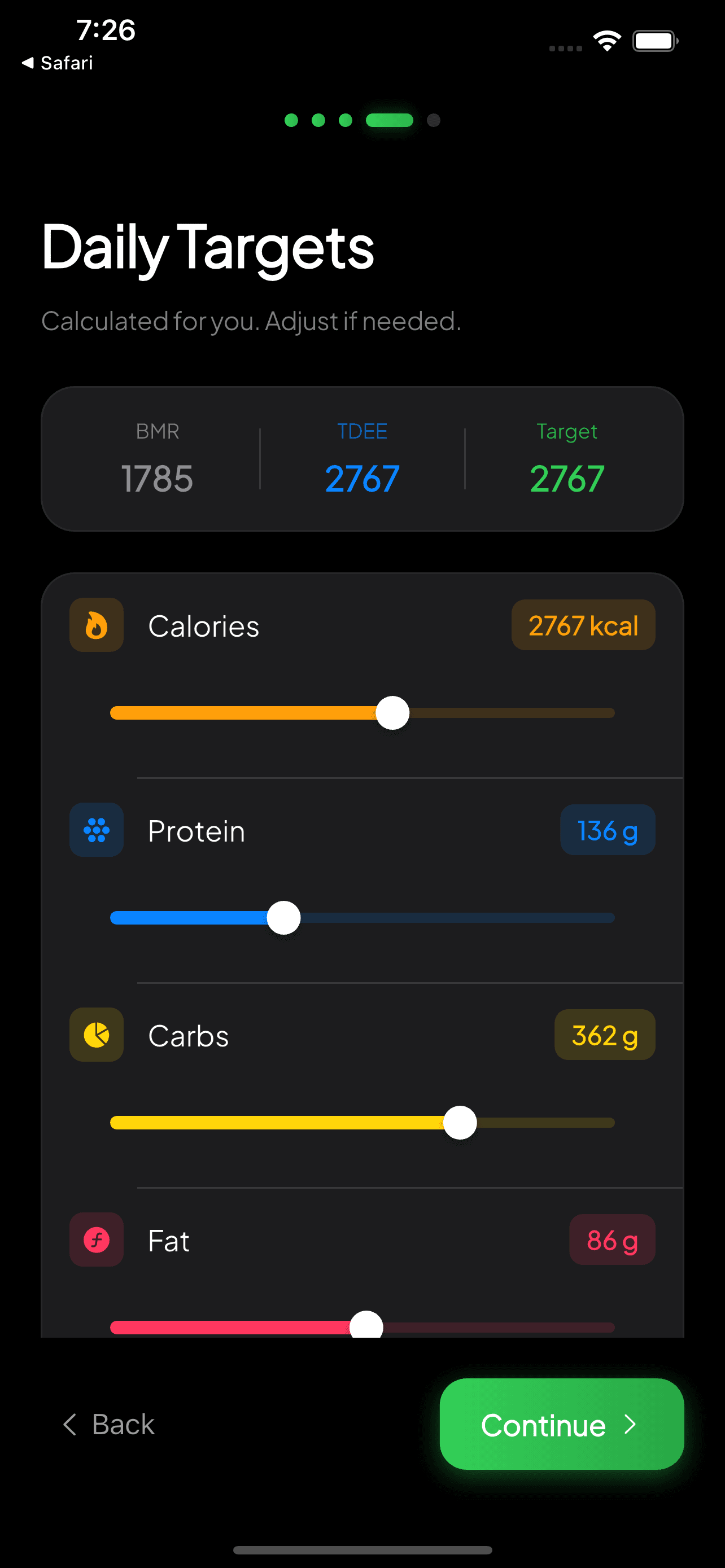 MeaLens — Customize your daily targets